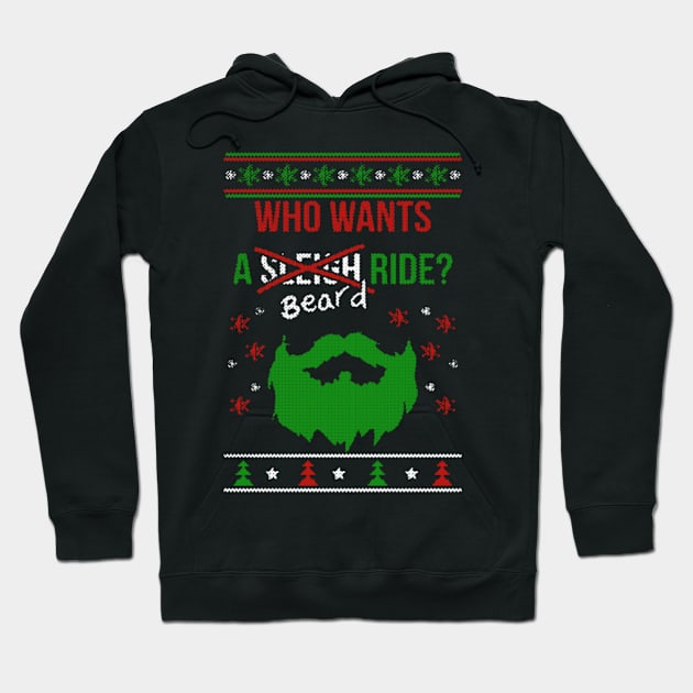 Who wants a beard ride? Ugly Christmas Model Hoodie by D3monic